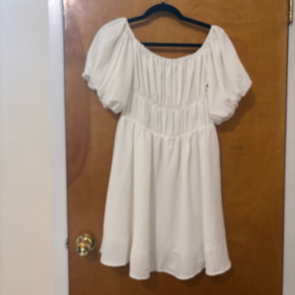 White Puff Sleeve Dress